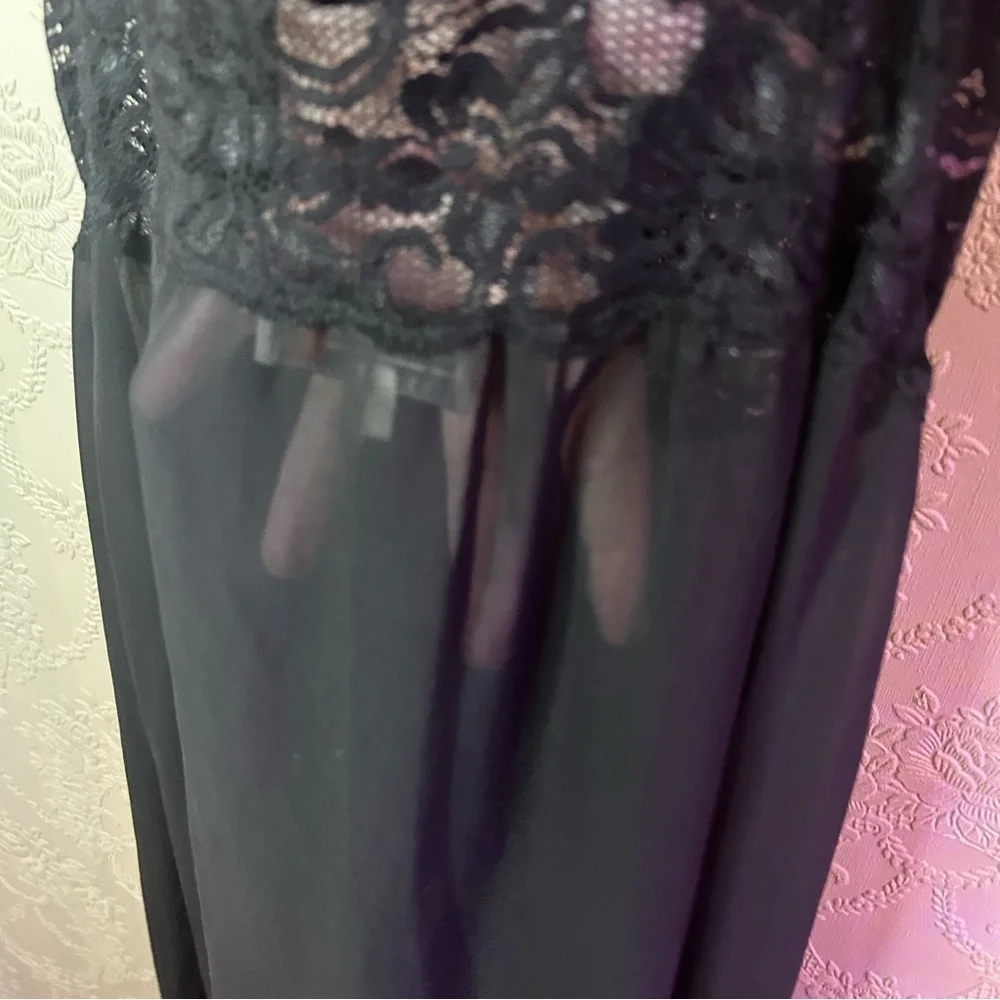 Elegant Black Lace Nightgown Vintage Diane Frais M medium - Picture 7 of 7